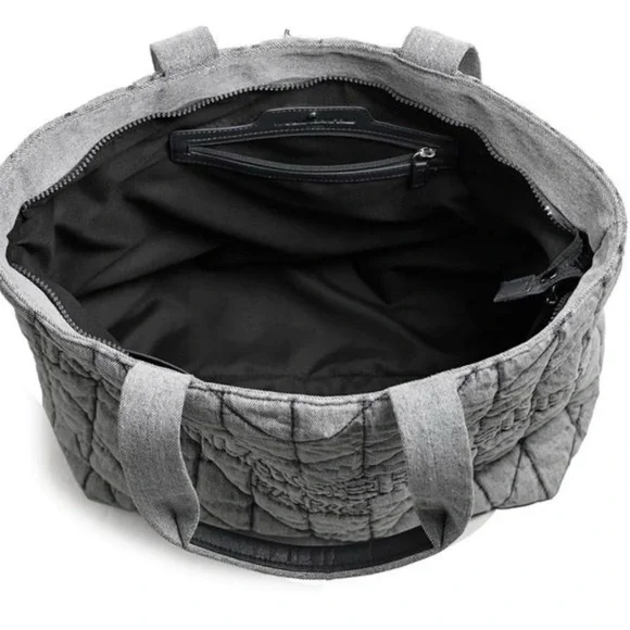 NWT Karl Lagerfeld Amour Denim Quilted Tote Bag 13.5 x 6 x 14 - Picture 7 of 15